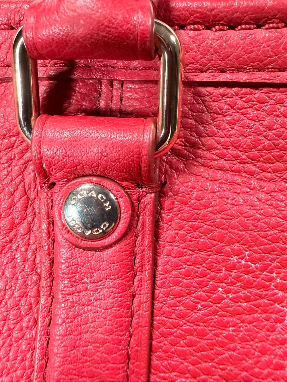Coach Red Pebbled Leather Blake Carryall Satchel Bag F55662 - Picture 7 of 14